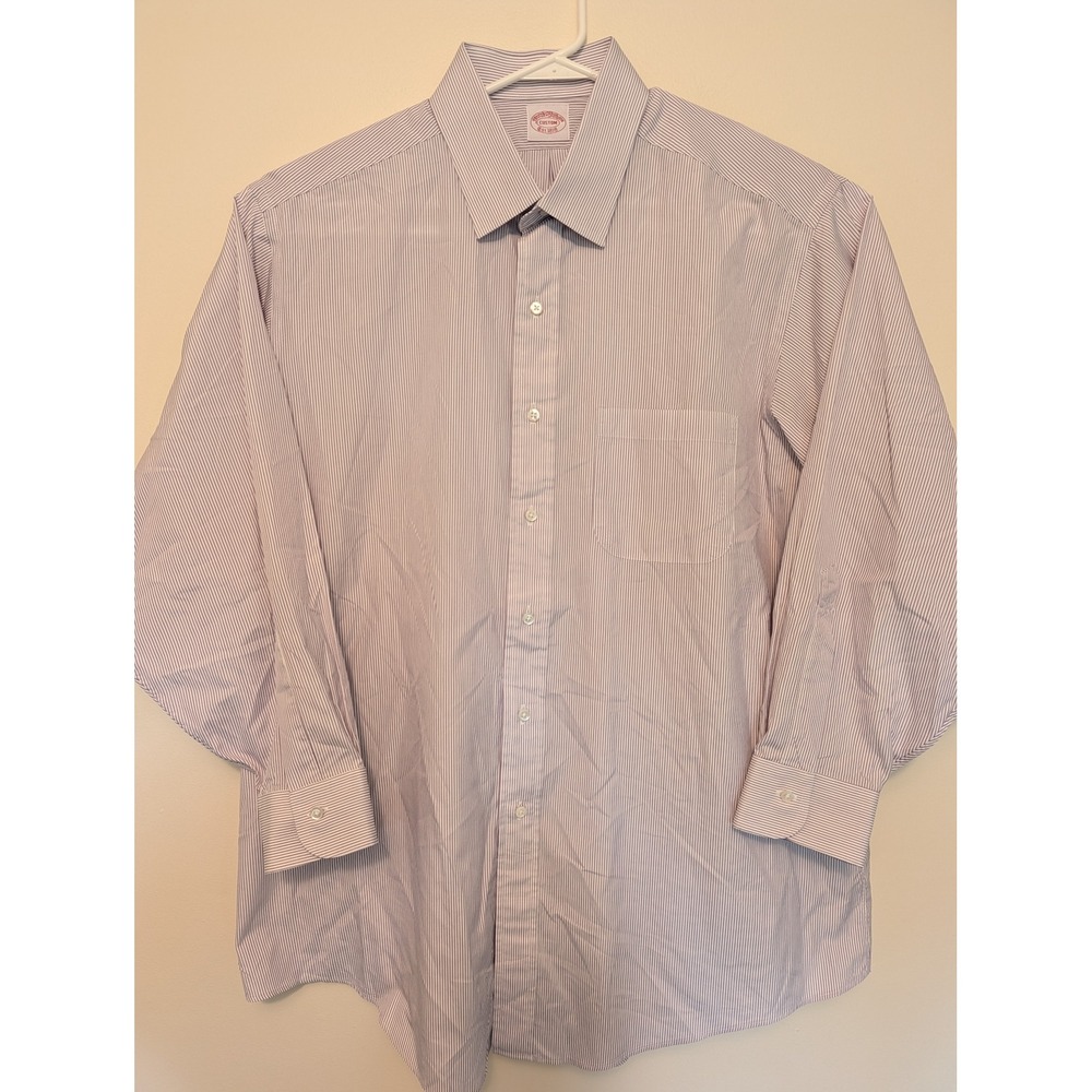 Brooks Brothers Custom Mens 2XL Purple Stripe Cotton Button Up Dress Shirt USA